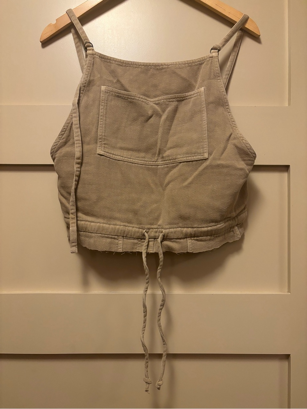WILFRED Cargo Pocket Backless Cami Tank Vest Apron Crop Top Y2K Taupe Mushroom